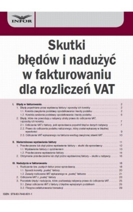 Skutki błędów i nadużyć w fakturowaniu dla rozliczeń VAT - Aneta Szwęch - Ebook - 978-83-7440-801-1