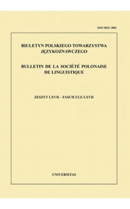 Biuletyn Polskiego Towarzystwa Językoznawczego. Zeszyt LXVII - Ebook - 978-83-242-1562-1