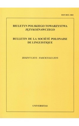 Biuletyn Polskiego Towarzystwa Językoznawczego. Zeszyt LXVI - Ebook