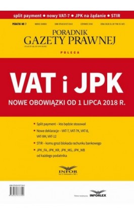 VAT i JPK Nowe obowiązki od 1 lipca 2018 r - Infor Pl - Ebook - 978-83-8137-335-7
