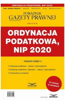 Ordynacja podatkowa NIP 2020 - Praca zbiorowa - Ebook - 978-83-8137-728-7